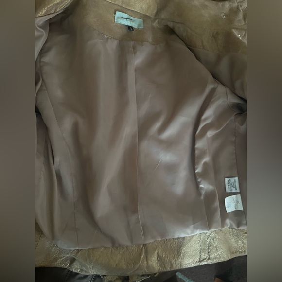 Lulu & Veronica Burnished Gold Metallic Leather Cropped Jacket Small - Picture 6 of 10